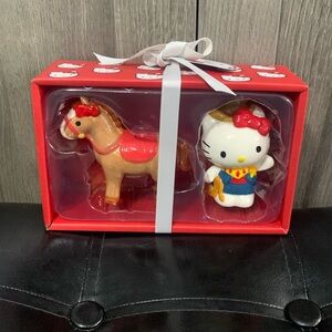 New Blue Sky Clayworks Cowgirl Hello Kitty & Horse Pony Salt & Pepper Shakers